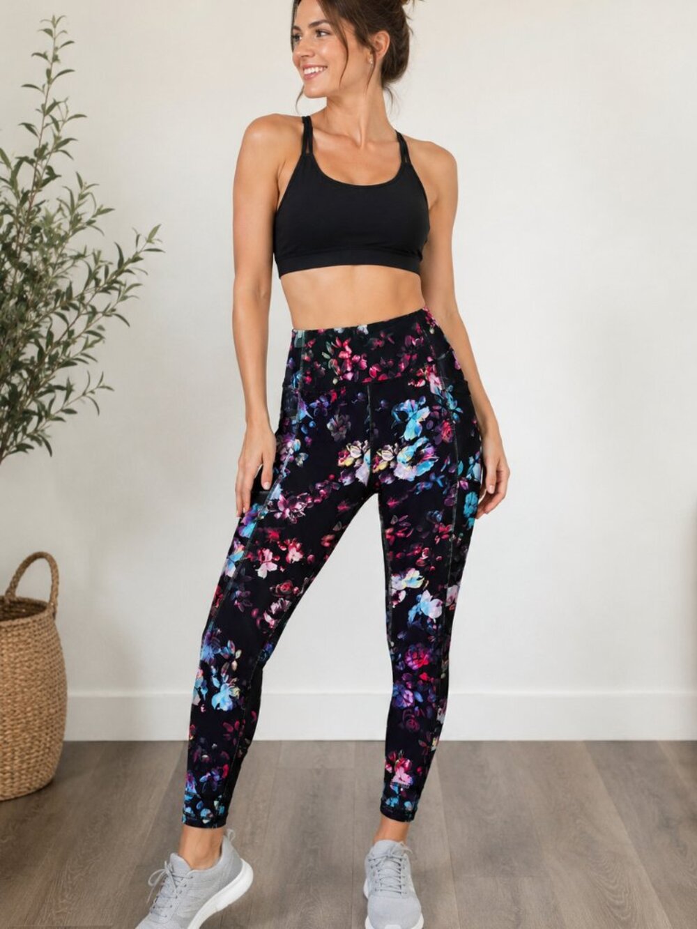 Avia Floral High Rise Pocket Leggings Size Small Athletic Workout Yoga - Picture 4 of 4